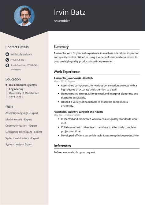 assembler resume examples|Assembler Resume (Tips and Examples) .